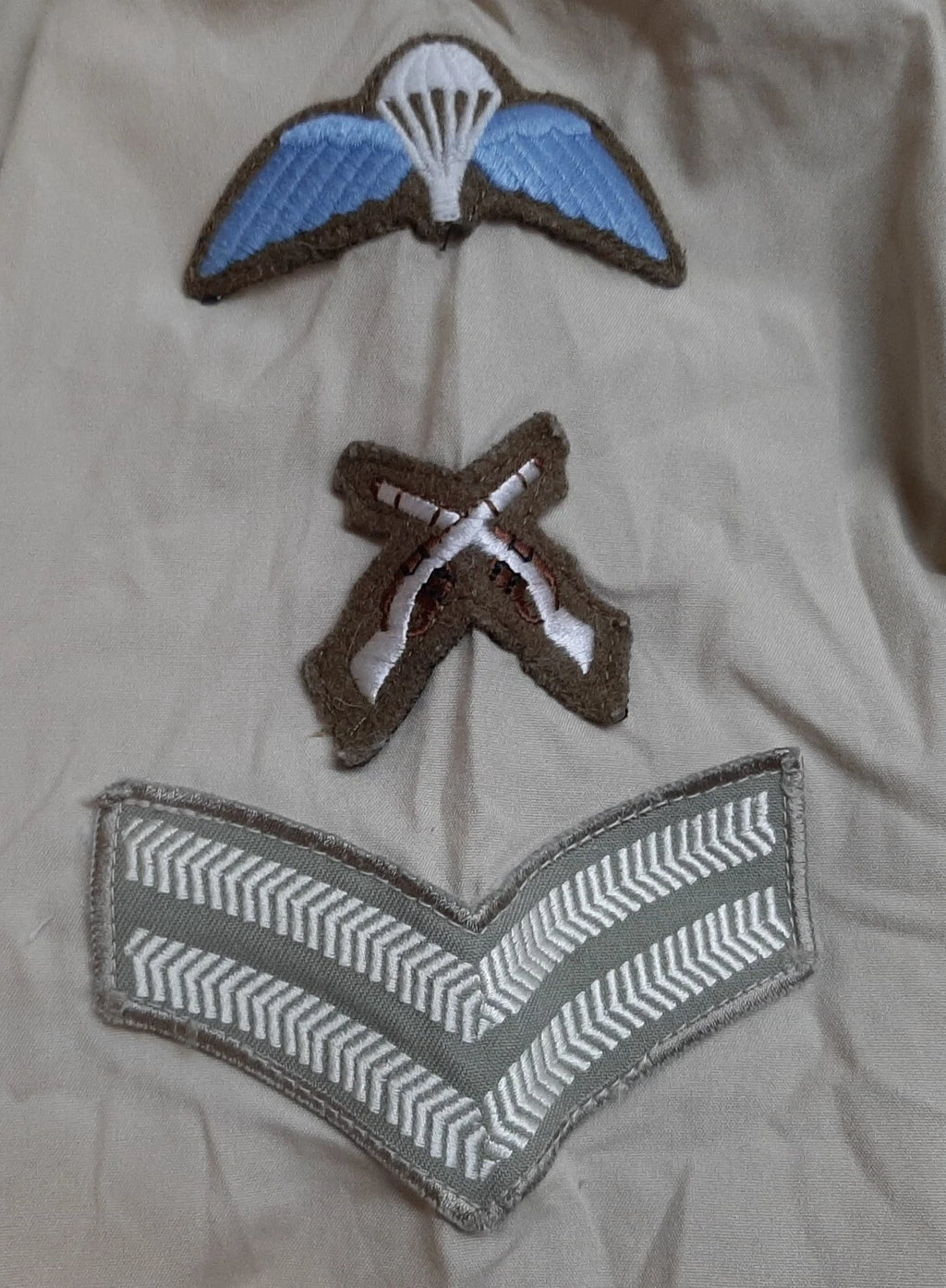 British Army No2 FAD Shirt Long Sleeve Fawn With Assorted Chevrons / Patches / Badges