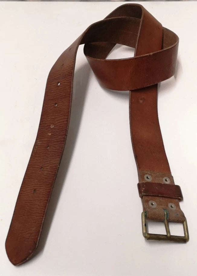 Swedish Army Unique Vintage Brown Leather Trouser Belt - All Sizes Lot1