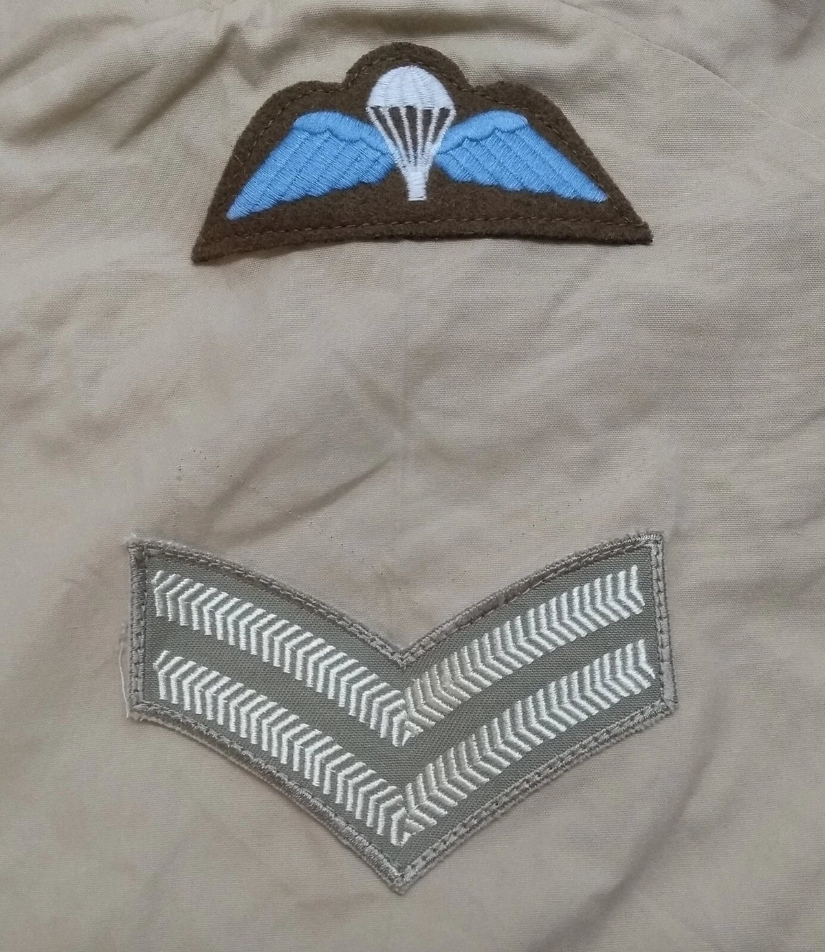 British Army No2 FAD Shirt Long Sleeve Fawn With Assorted Chevrons / Patches / Badges