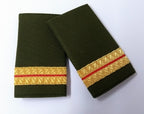 Mozambique Army Officers Rank Slides Gold Braid on Olive Green Press Stud 1 Pair - NEW