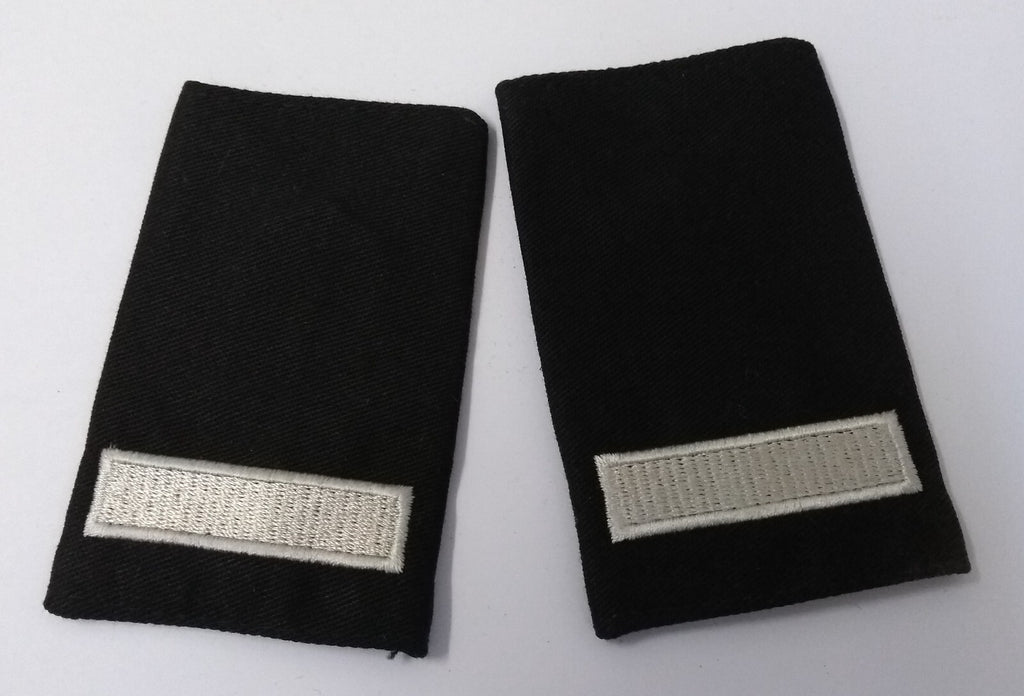 1 Bar Rank Slides Silver Bar on Black British Made Shoulder Sliders 1 Pair - NEW