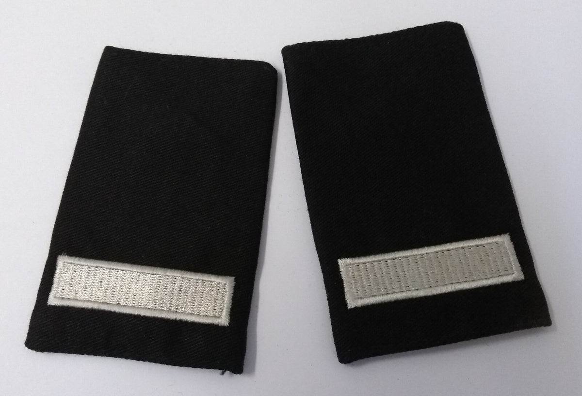 1 Bar Rank Slides Silver Bar on Black British Made Shoulder Sliders 1 Pair - NEW