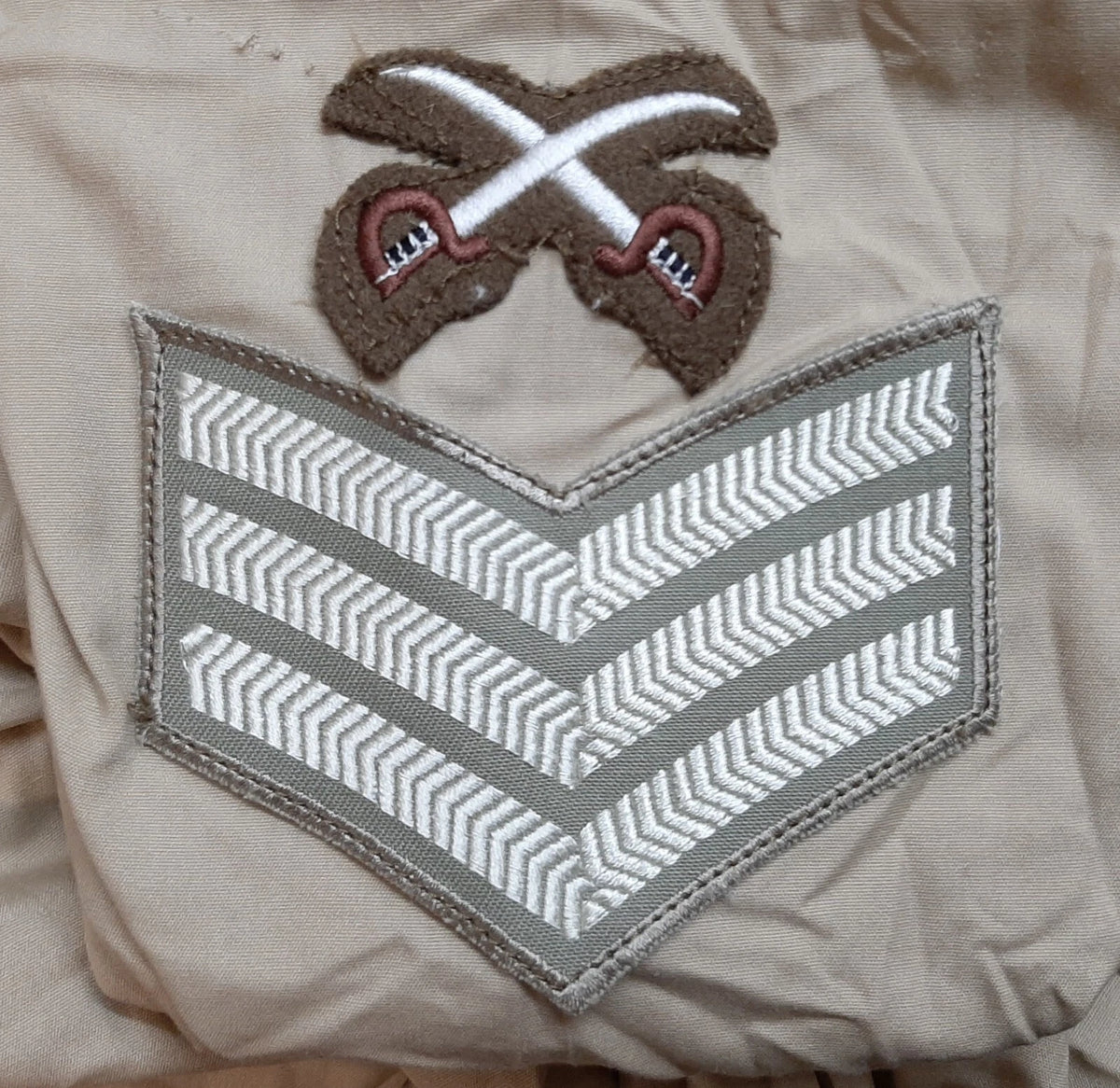 British Army No2 FAD Shirt Long Sleeve Fawn With Assorted Chevrons / Patches / Badges