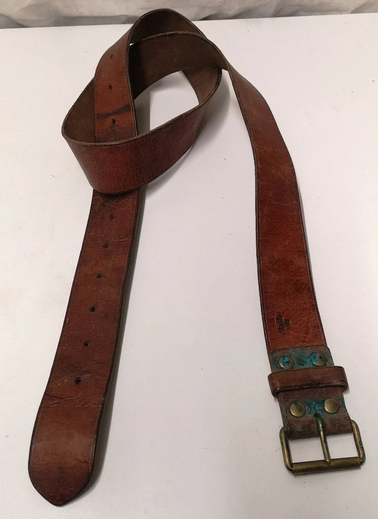 Swedish Army Unique Vintage Brown Leather Trouser Belt - All Sizes Lot1