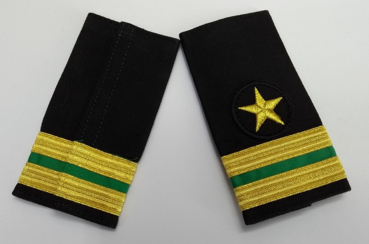 Officers Shoulder Rank Slides Hook & Loop Epaulettes 2 Gold Bars & Star British Made 1 Pair