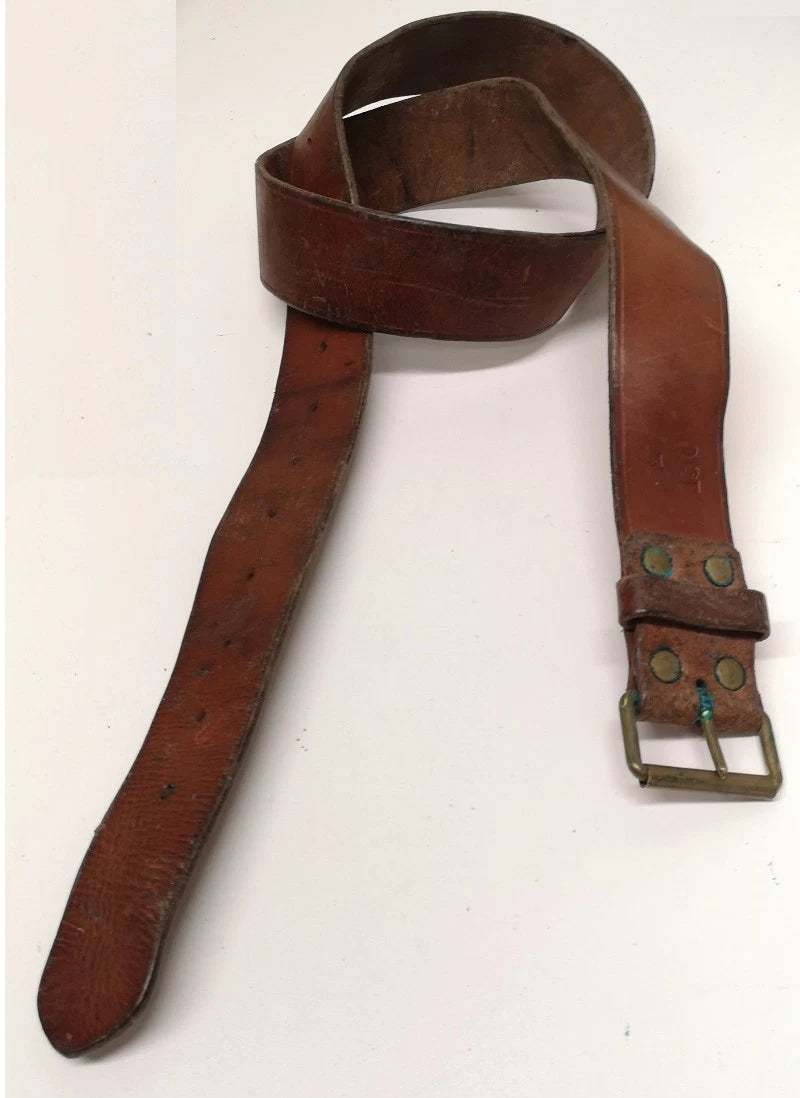 Swedish Army Unique Vintage Brown Leather Trouser Belt - All Sizes Lot2