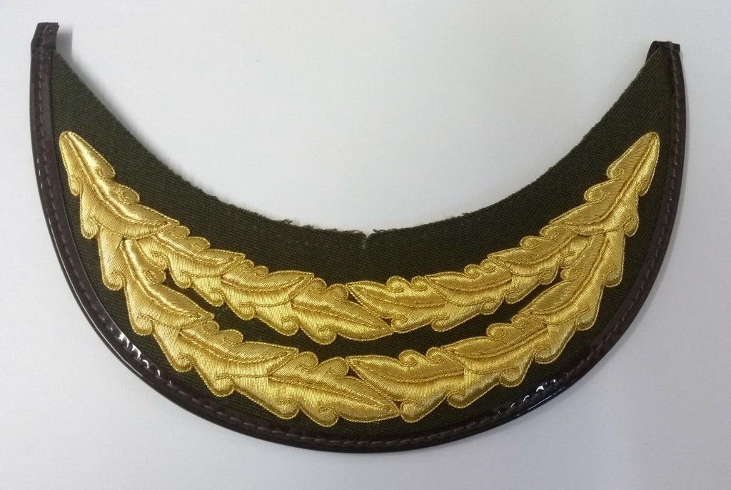 Olive Officers Hat Peak 2 Row Gold Oak Leaf Scrambled Egg Visor Genuine British Made PK27