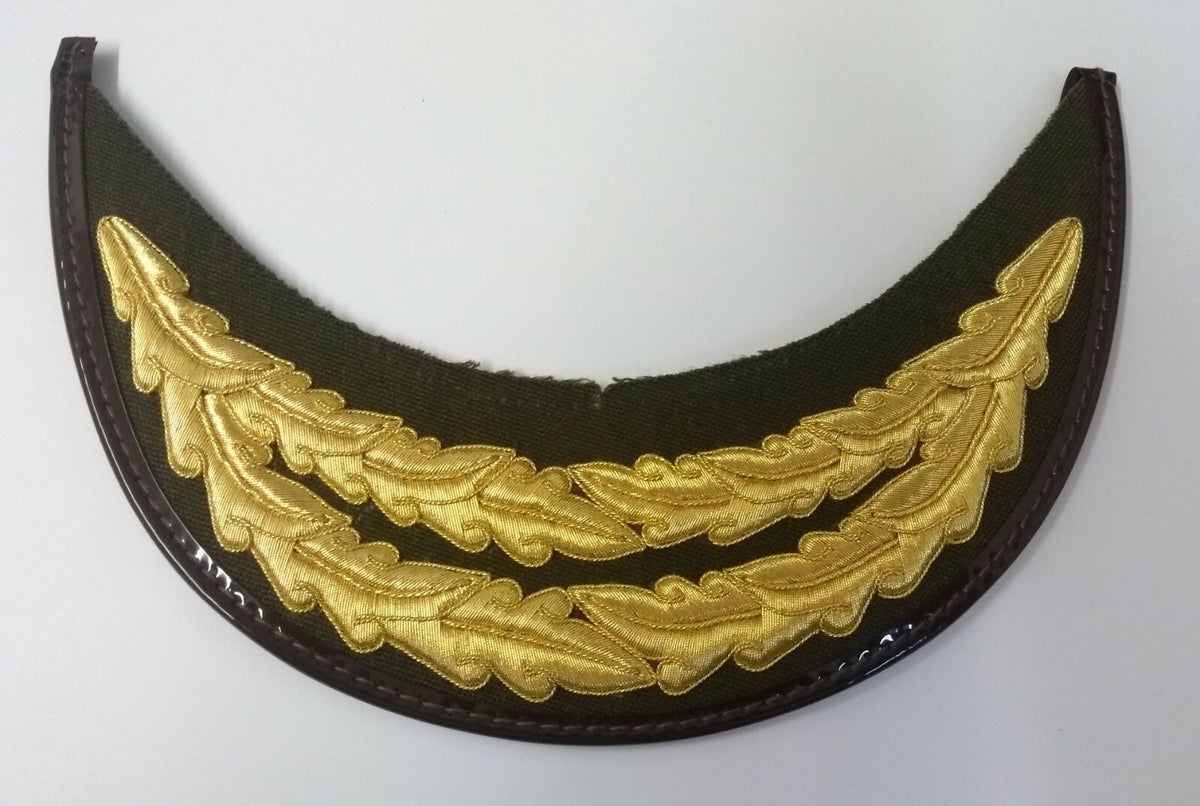Olive Officers Hat Peak 2 Row Gold Oak Leaf Scrambled Egg Visor Genuine British Made PK27