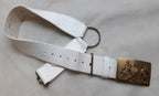 Royal Guards Buff Leather Belt with Large Coat of Arms Insignia Plate Buckle Adjustable Max 34" GST1144