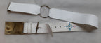 Royal Guards Buff Leather Belt with Large Coat of Arms Insignia Plate Buckle Adjustable Max 34" GST1144