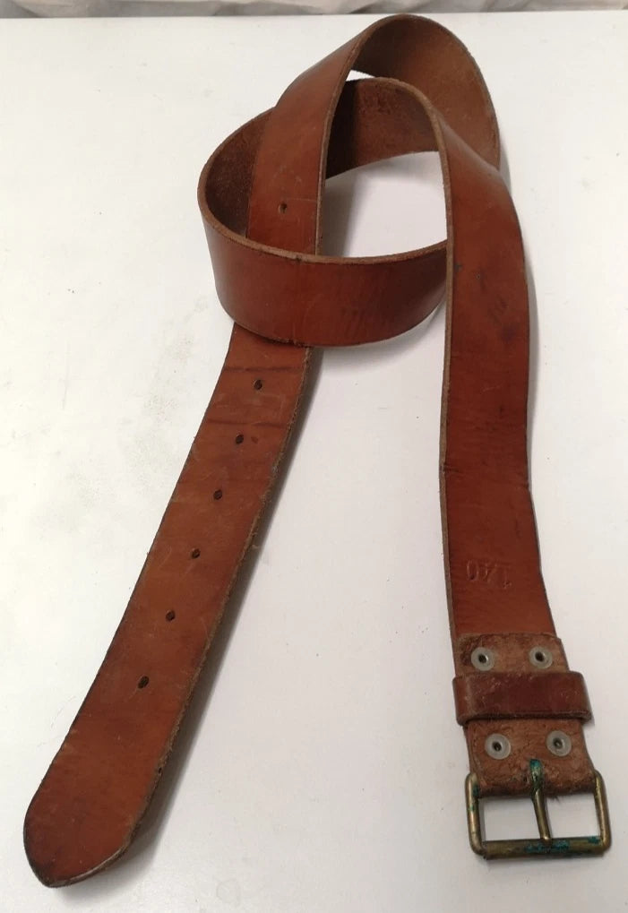 Swedish Army Unique Vintage Brown Leather Trouser Belt - All Sizes Lot1