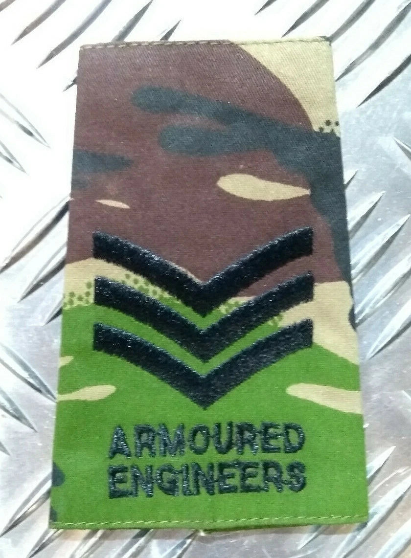 Woodland DPM Camo Armoured Engineers Rank Slides Assorted