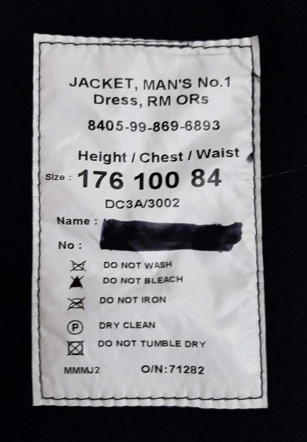 Royal Marines RM No1 Dress Jacket with RMP Buttons Sergeant Chevrons & Close Protection Arm Badge 100cm