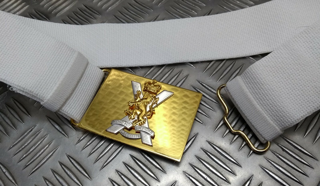 Royal Regiment of Scotland White Courlene Parade Belt Insignia Buckle Army Issue Adjustable Max 32"