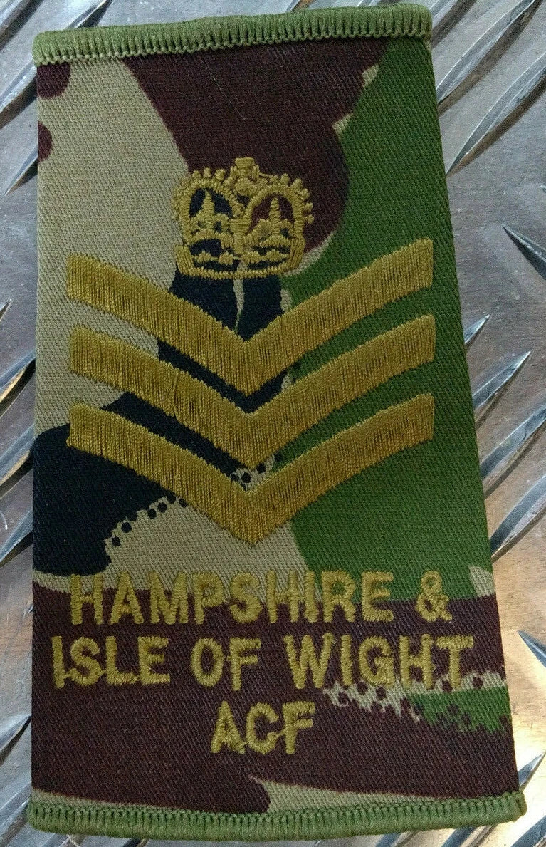 Army Rank Slide Hampshire & Isle of Wight IOW ACF Woodland DPM Camo