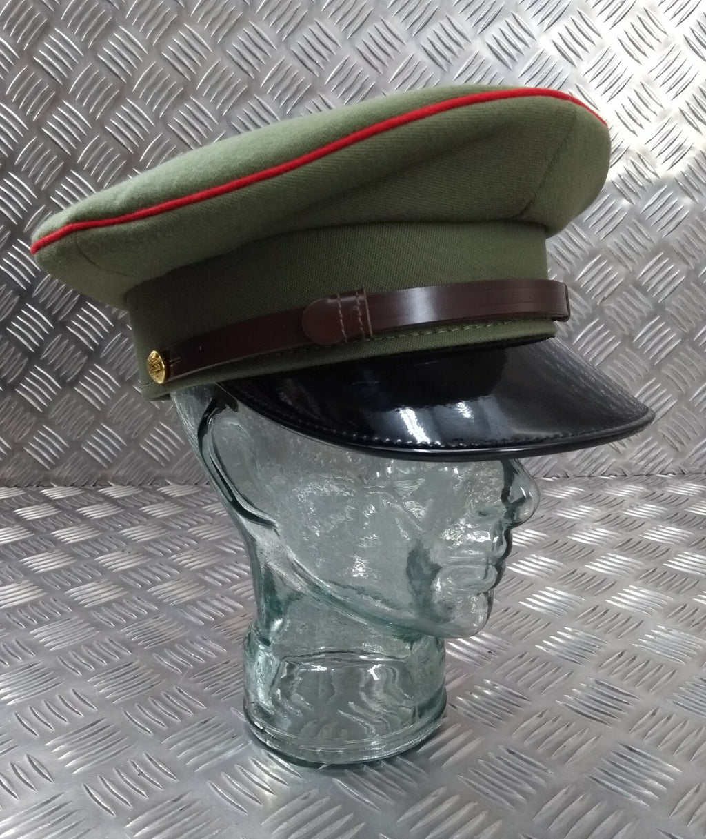 Ugandan Army Officers Peaked Cap 2nd Lt to Captain Ceremonial Parade Dress Hat Light Green 52cm - NEW