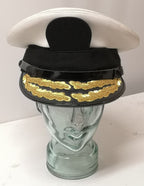 White Naval Dress Hat Visor Cap Double Row Gold Oak Leaf Peak Linney Headwear Size 56cm