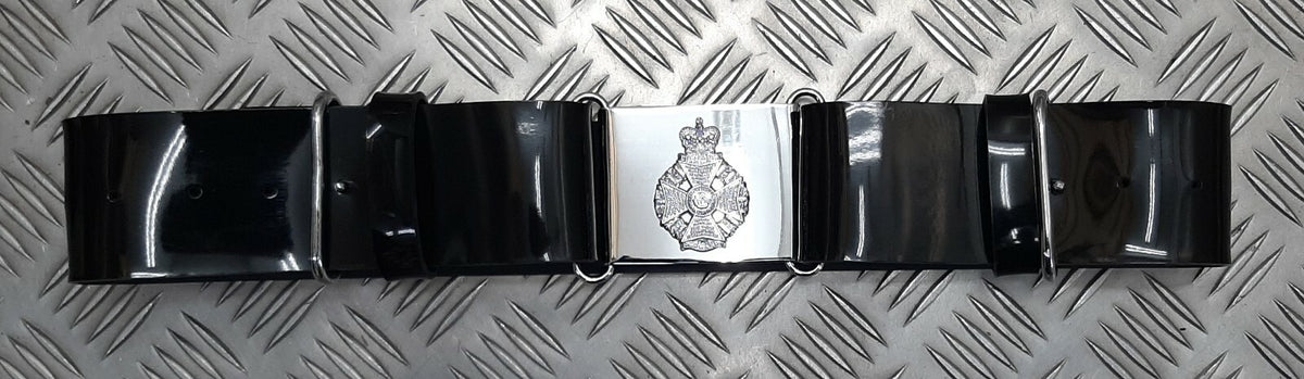 The Rifles British Army Ceremonial Parade Belt Black PVC with Insignia Plate Buckle Max 36"