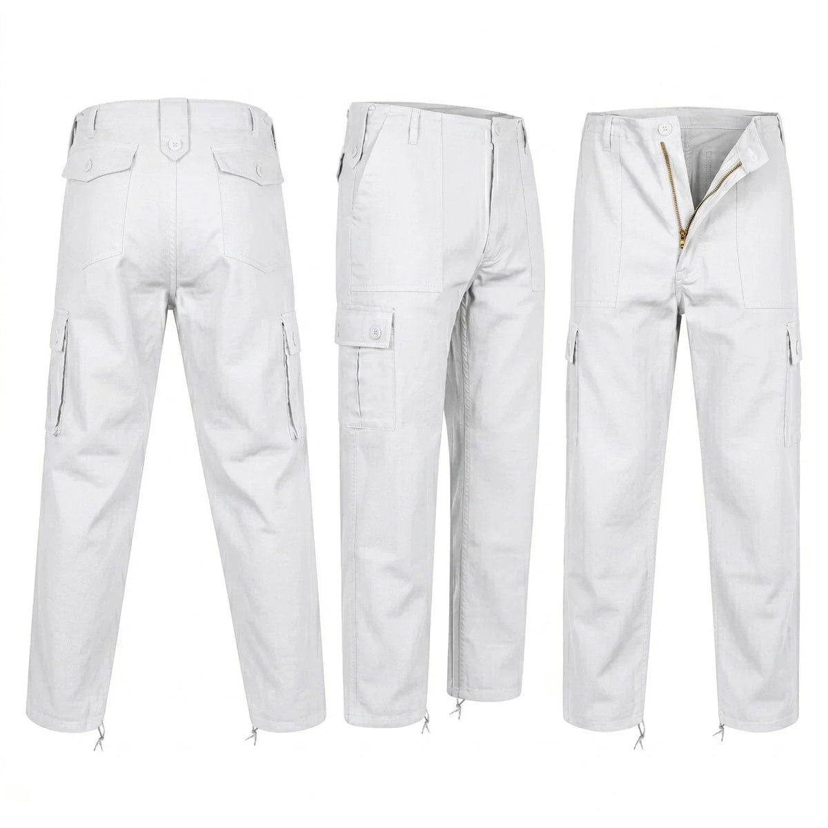 White Cargo Trousers Military Style Combat / Field Army Pants Waist 46"