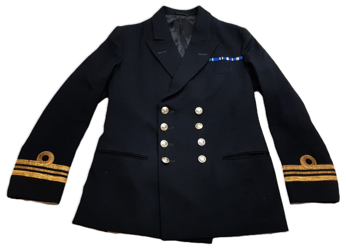 Royal Navy No1 Officers Dress Jacket Lieutenant Commander Rank Curls & Medal Bar British Naval 42in Chest