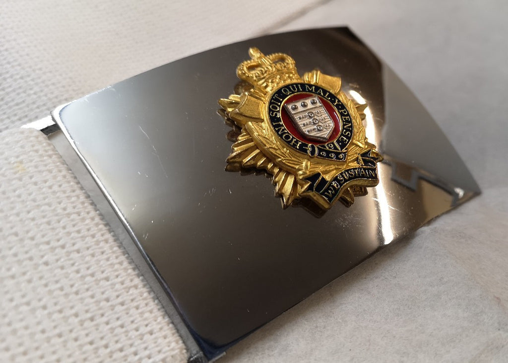RLC Royal Logistic Corps White Courlene Parade Belt with Insignia Buckle Genuine Issue Waist 42"