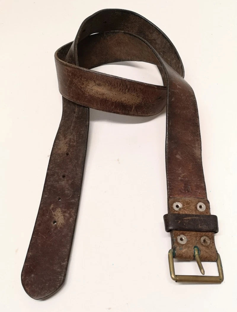 Swedish Army Unique Vintage Brown Leather Trouser Belt - All Sizes Lot2
