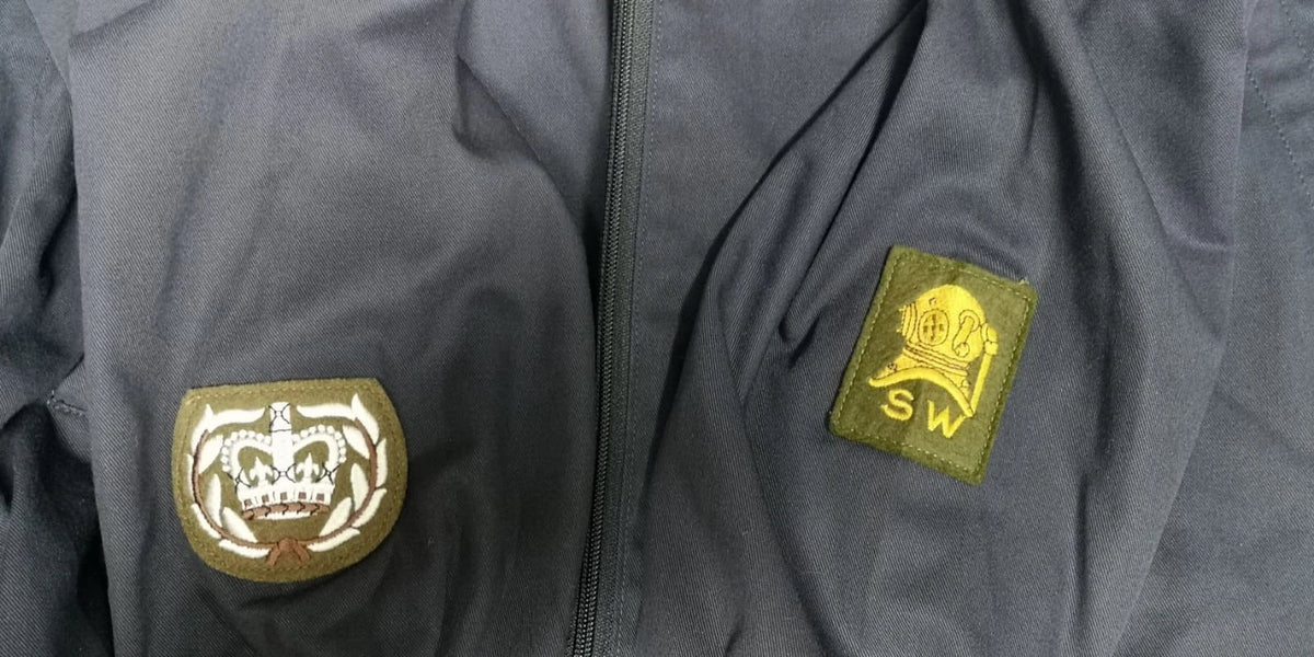 Retro PTI Tri Service Tracksuit Jacket Blue with Badges / Patches
