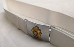 RLC Royal Logistic Corps White Courlene Parade Belt with Insignia Buckle Genuine Issue Waist 42"