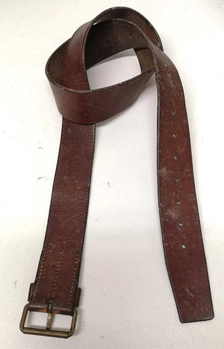 Swedish Army Unique Vintage Brown Leather Trouser Belt - All Sizes Lot1