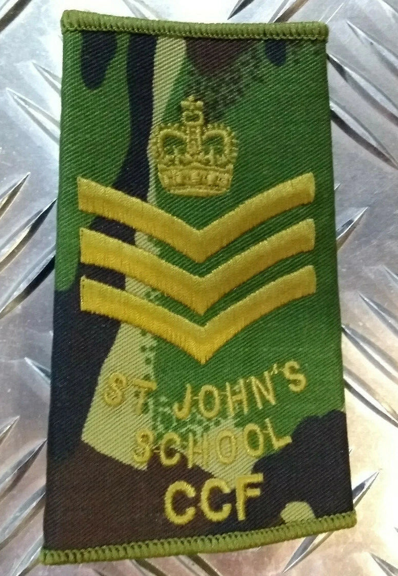 Woodland DPM Camo St. John's School CCF Rank Slides Genuine British Army