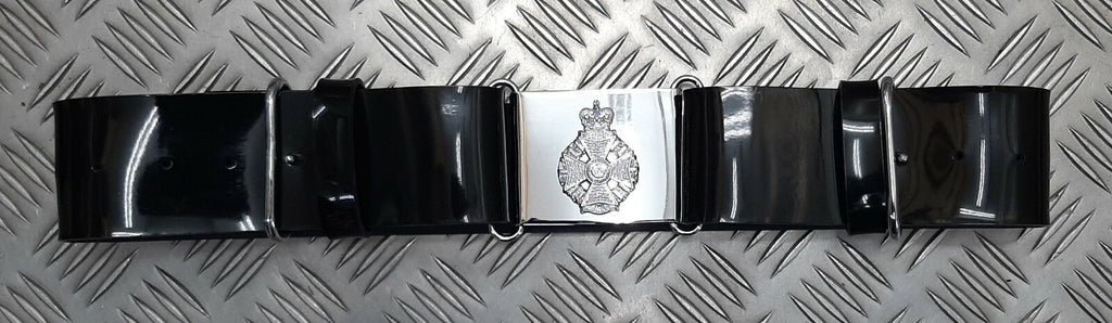 The Rifles British Army Ceremonial Parade Belt Black PVC with Insignia Plate Buckle Max 33"