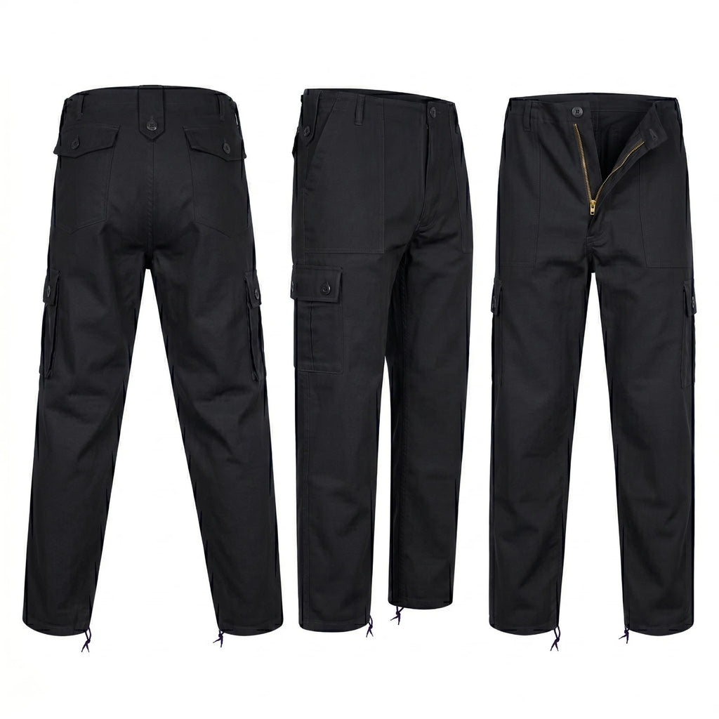Black Combat Trousers Olive Plain Pattern Military Style Combat / Army Field Pants 32"