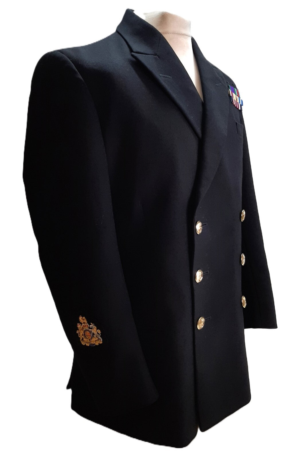 Royal Navy No1B Dress Jacket Warrant Officer Class 1 Badged Fully Buttoned British Naval Mans 104cm Long