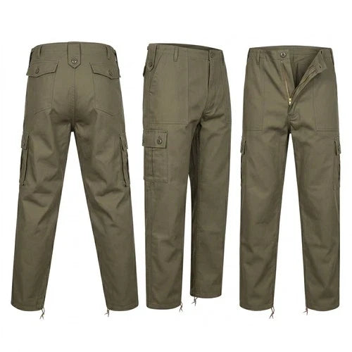 Green Combat Trousers Olive Plain Pattern Military Style Combat / Army Field Pants 48"