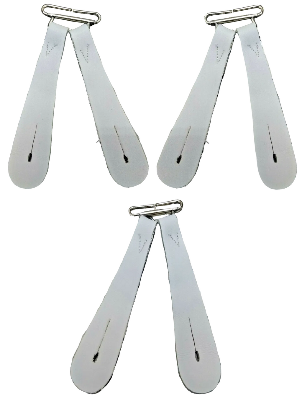 White Leather Brace Replacement Tabs for Buttons / Braces