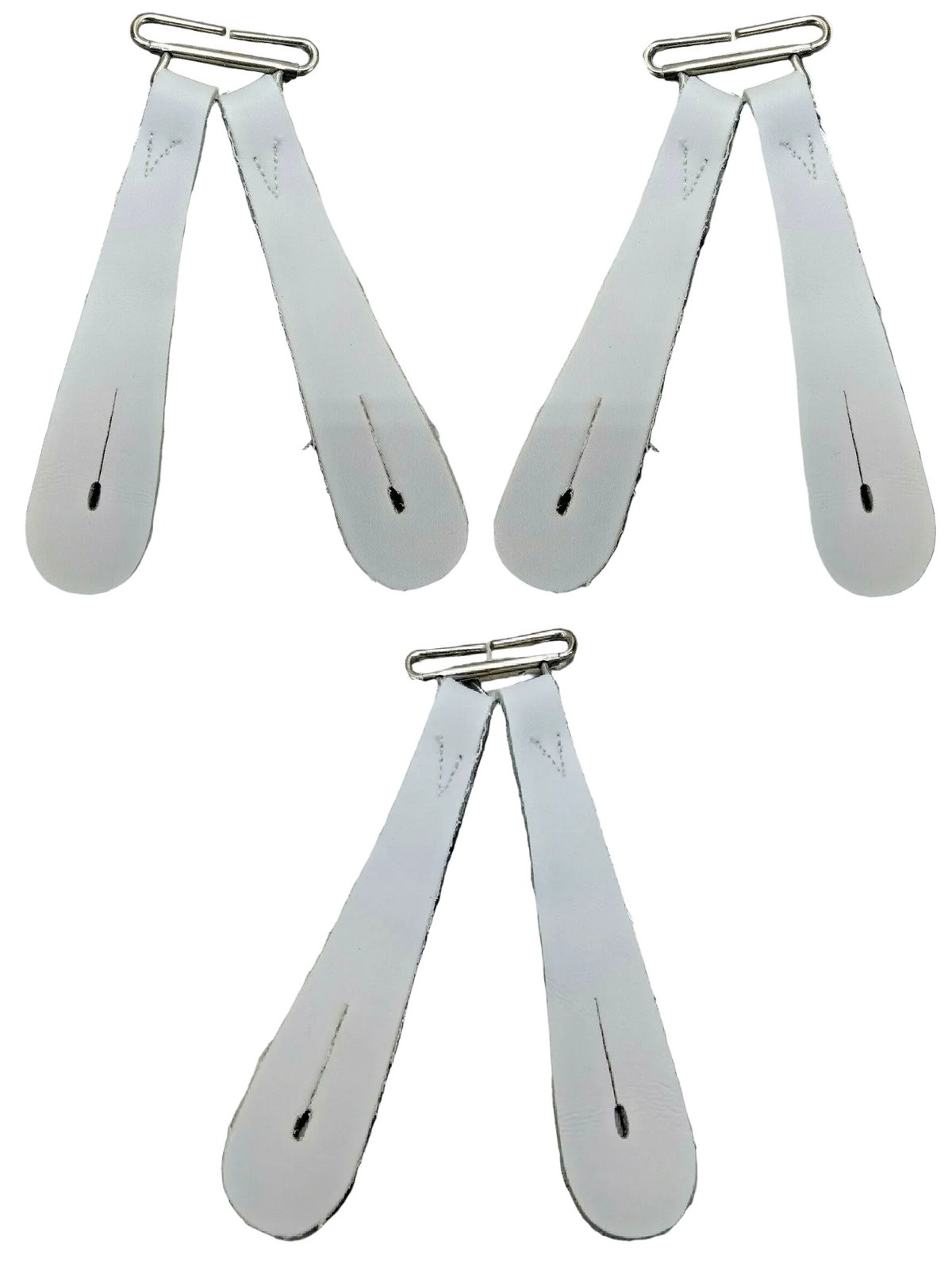 White Leather Brace Replacement Tabs for Buttons / Braces