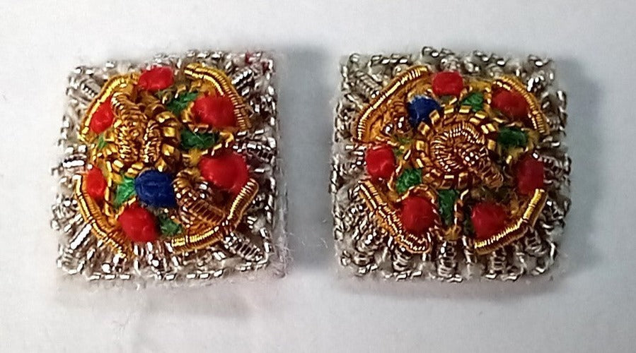 Shoulder Pips 3/8" Silver / Coloured Hand Embroidered H/E Bath Stars 1 Pair