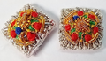 Shoulder Pips 3/8" Silver / Coloured Hand Embroidered H/E Bath Stars 1 Pair
