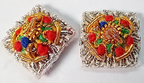 Shoulder Pips 3/8" Silver / Coloured Hand Embroidered H/E Bath Stars 1 Pair