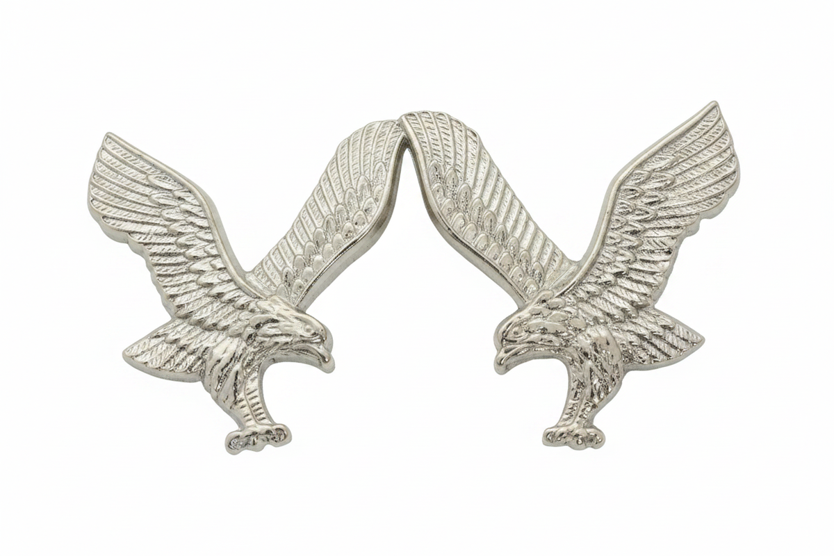 Silver Eagle Collar Dog Badges - White Background