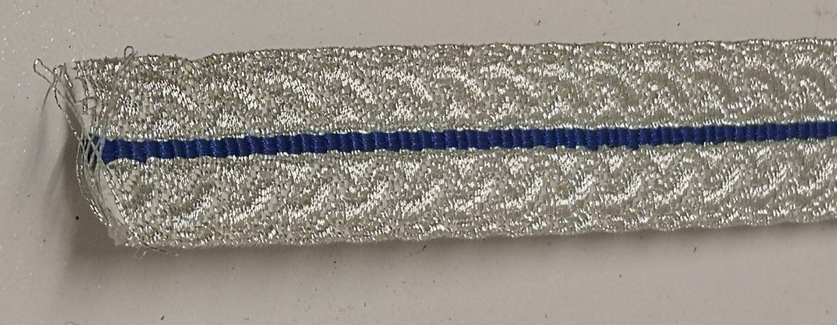 Silver Mylar Lace with Royal Blue Centre Stripe 19mm for Sword Slings