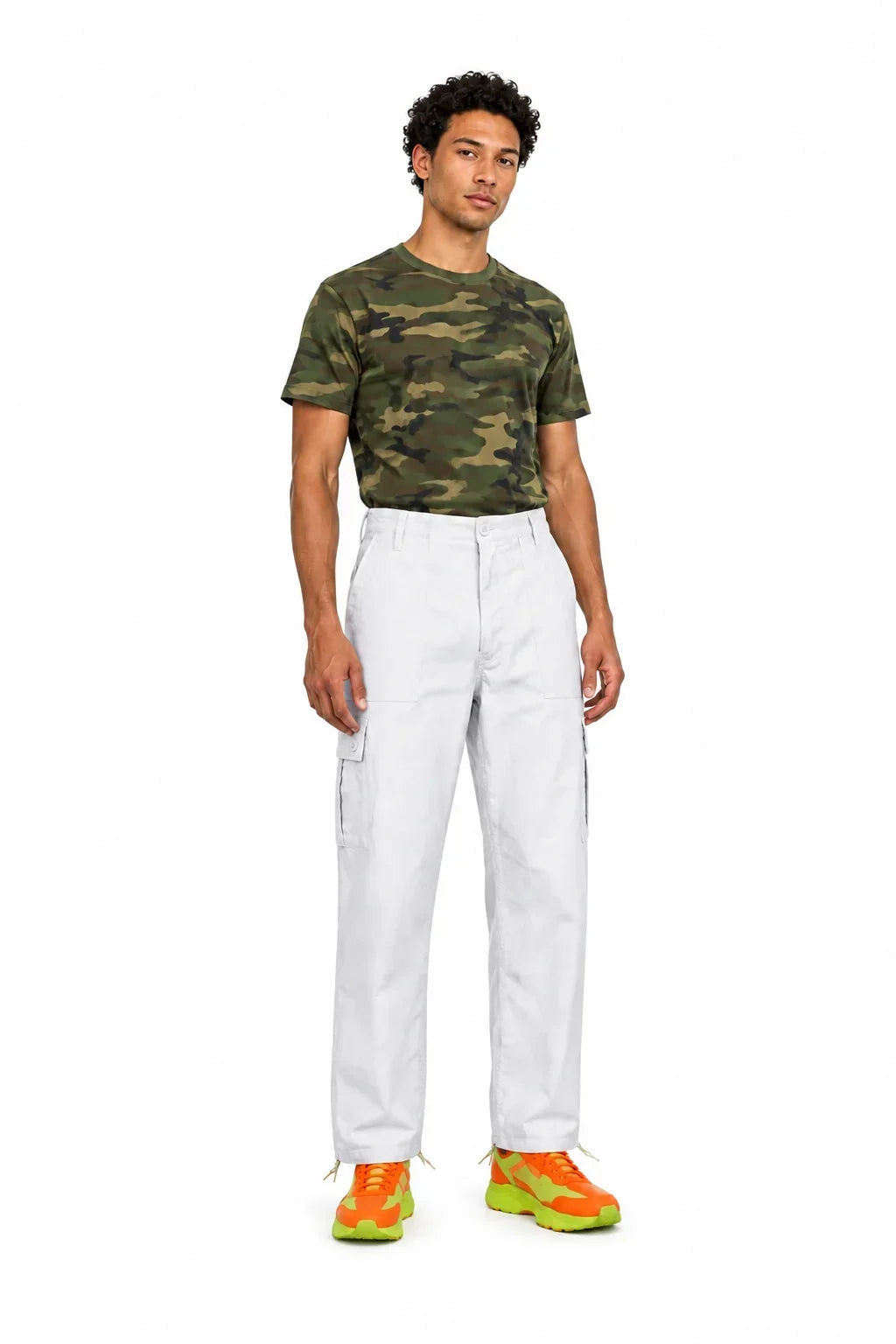 White Cargo Trousers Military Style Combat / Field Army Pants Waist 32"