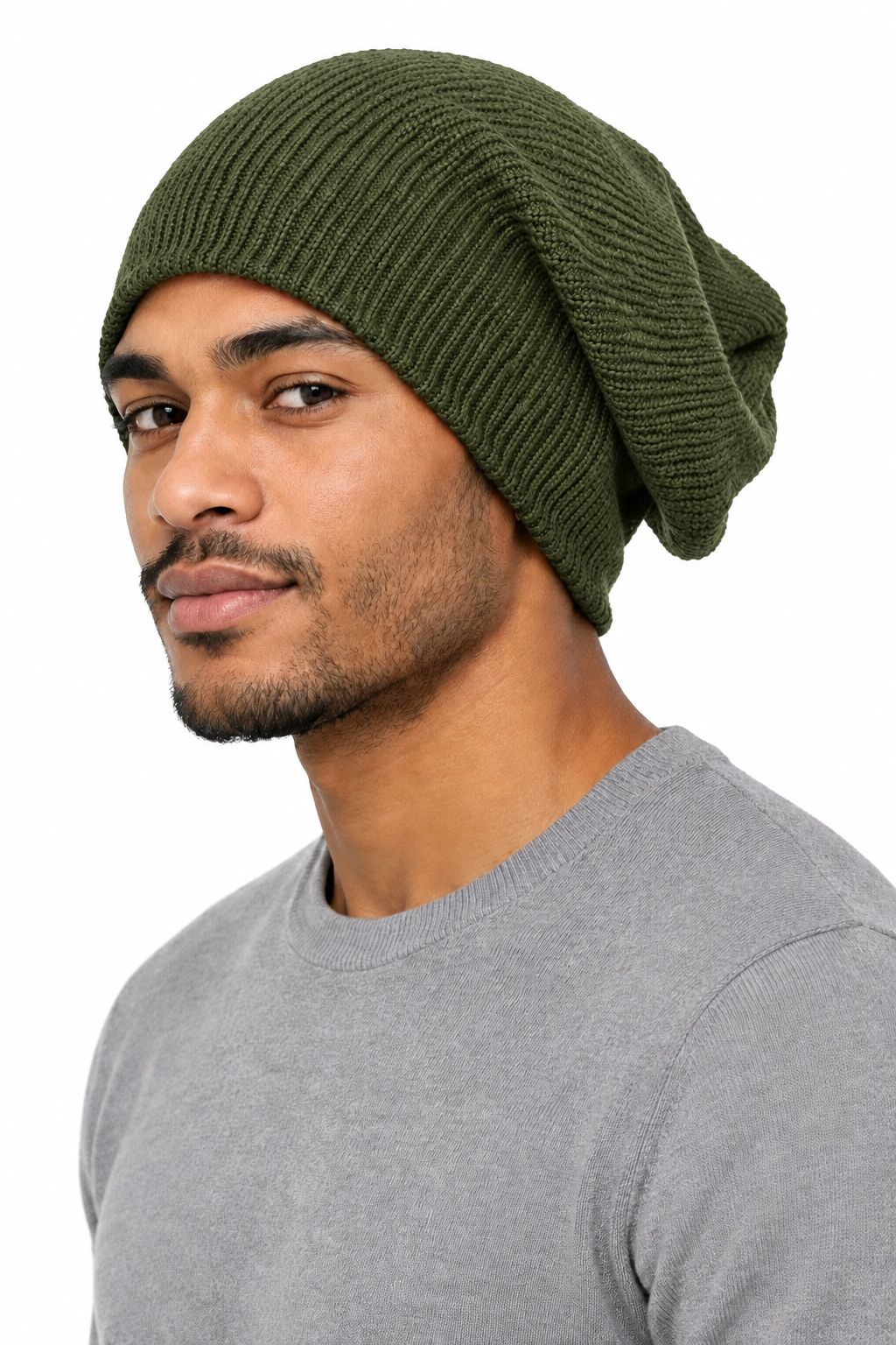 Slouch beanie recoloured olive green