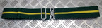 Stable Belt 57mm Green with Yellow Stripes Chrome Buckle & Slider UK Made SMALL