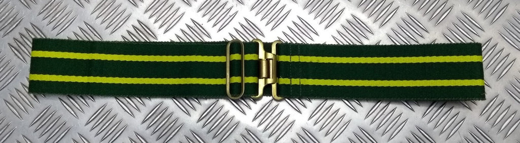 Stable Belt 57mm Wide Mid Green & Yellow Stripes 37 Pattern Buckle & Slider 36"