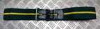 Stable Belt 64mm Green with Yellow Stripes Double Leather Strap UK Made Large