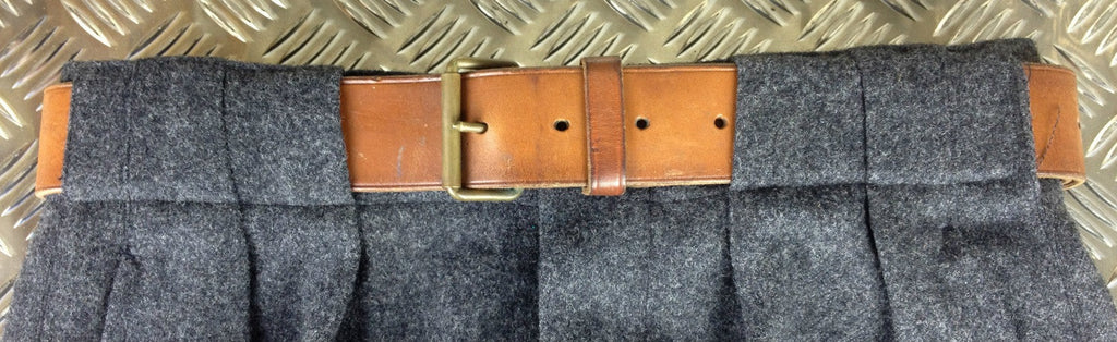 Swedish Army Unique Vintage Brown Leather Trouser Belt - All Sizes Lot2