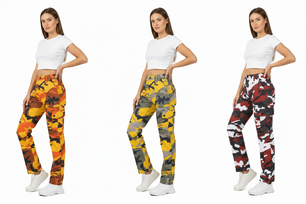 Three Female Models Camo Collage