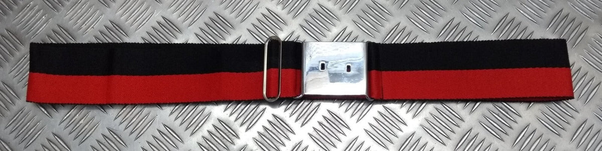 Two Tone Stable Belt Red & Black 62mm With Chrome Plate Buckle No 44"