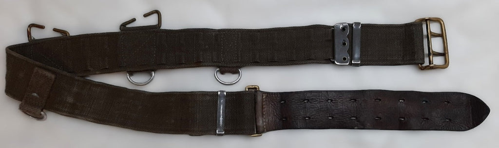 Vintage Belt Webbing Load Carry / Canvas / Leather WaistBelt Max 42"